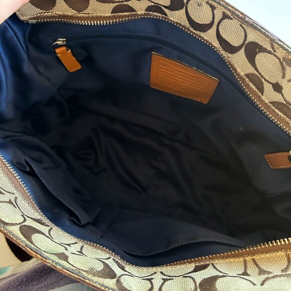 Vintage Y2K Coach Patchwork Pink Blue Leather Signature Print Shoulder Tote Bag - Picture 3 of 12